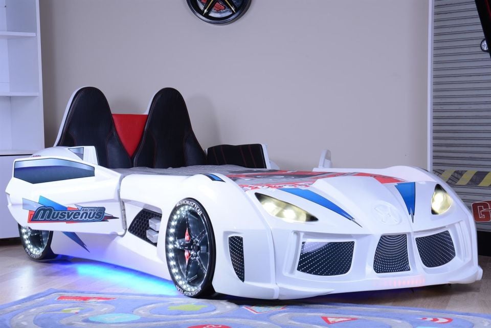 Sports Audi Arabalı Yataklı Çocuk Odası Takımı - Beyaz