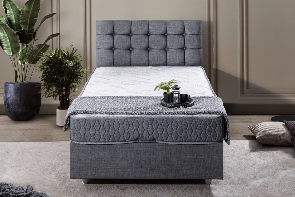 Venedik Baza Başlık Comfort Yatak Seti 90 x 190 - Gri