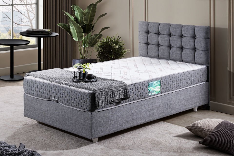 Venedik Baza Başlık Comfort Yatak Seti 100 x 200 - Gri