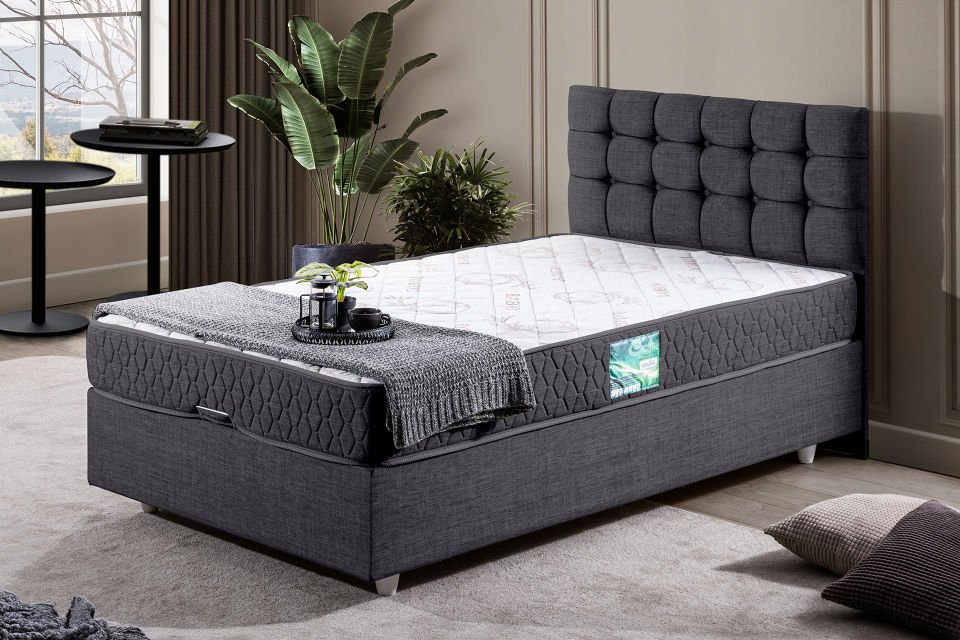 Venedik Baza Başlık Comfort Yatak Seti 90 x 200 - Antrasit