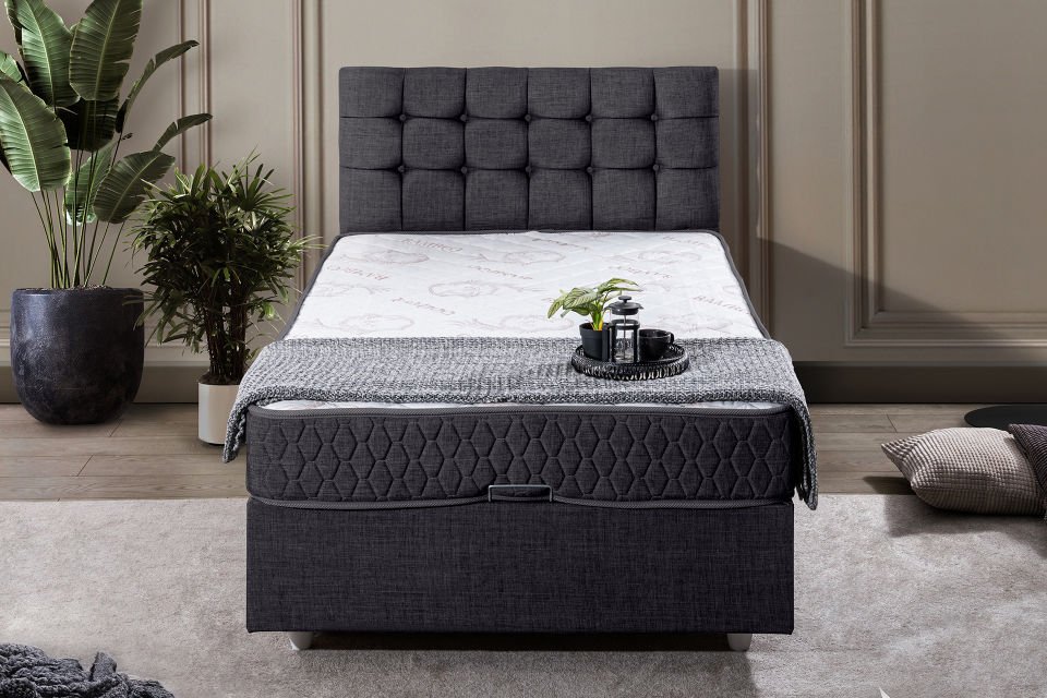 Venedik Baza Başlık Comfort Yatak Seti 120 x 200 - Antrasit