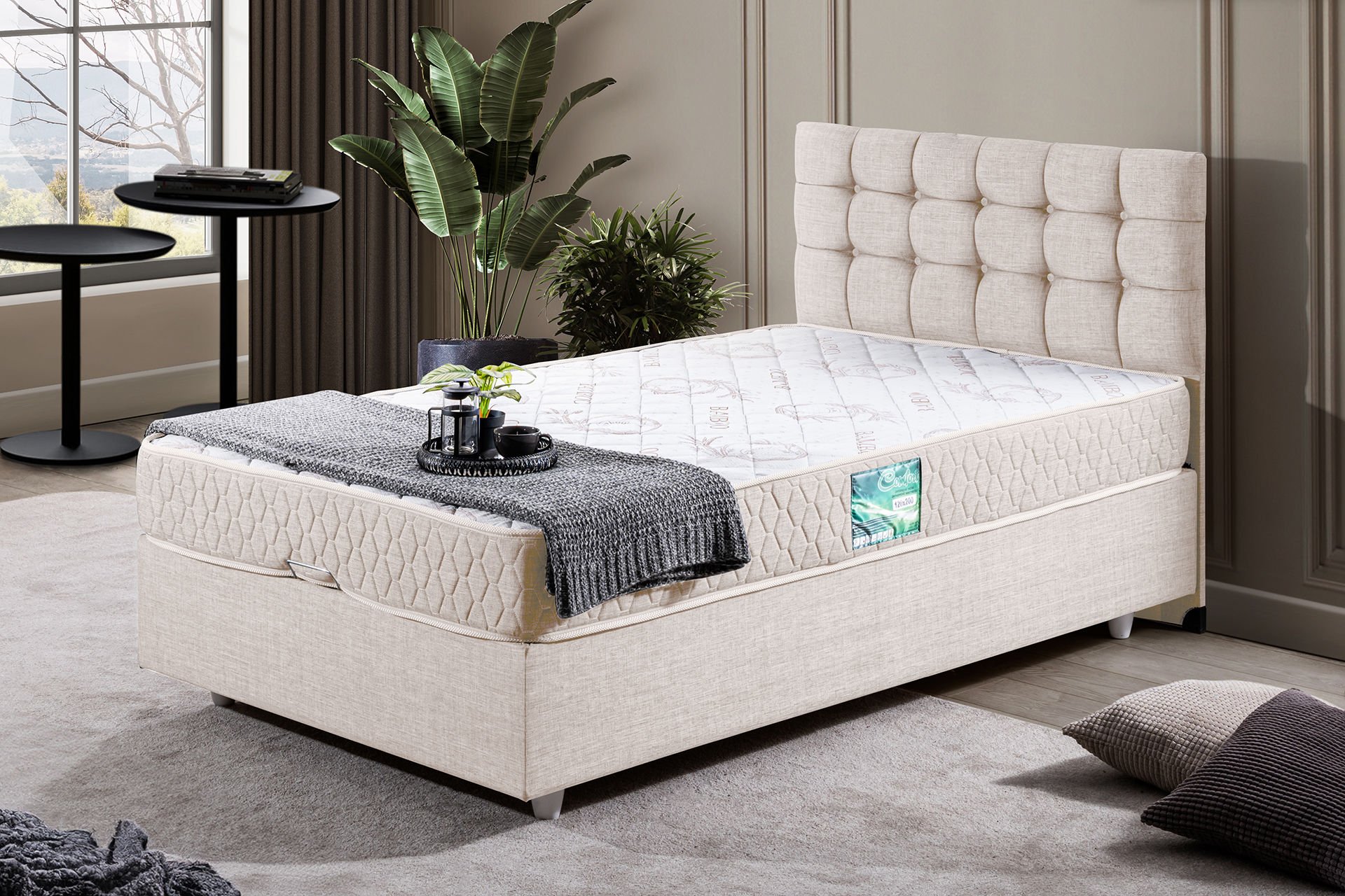 Venedik Baza Başlık Comfort Yatak Seti 120 x 200 - Krem