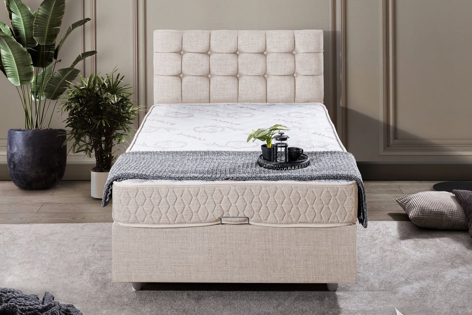Venedik Baza Başlık Comfort Yatak Seti 120 x 200 - Krem