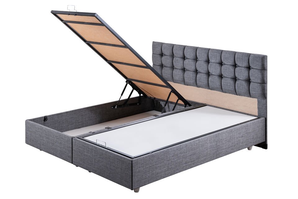 Venedik Çift Kişilik Baza Başlık Letto Yatak Seti 150 x 200 - Gri