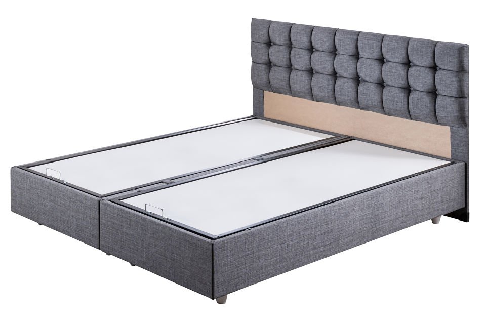 Venedik Çift Kişilik Baza Başlık Letto Yatak Seti 150 x 200 - Gri