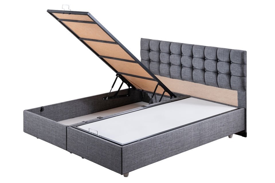 Venedik Çift Kişilik Baza Başlık Letto Yatak Seti 160 x 200 - Gri