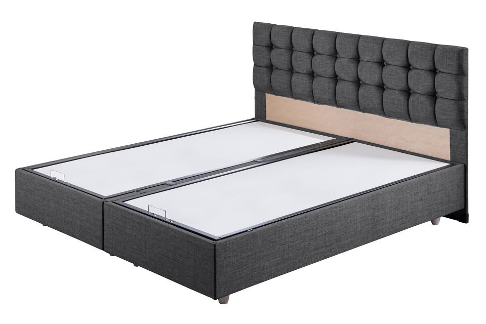 Venedik Çift Kişilik Baza Başlık Letto Yatak Seti 140 x 190 - Antrasit