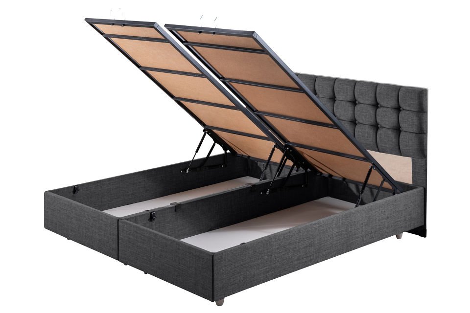 Venedik Çift Kişilik Baza Başlık Letto Yatak Seti 180 x 200 - Antrasit