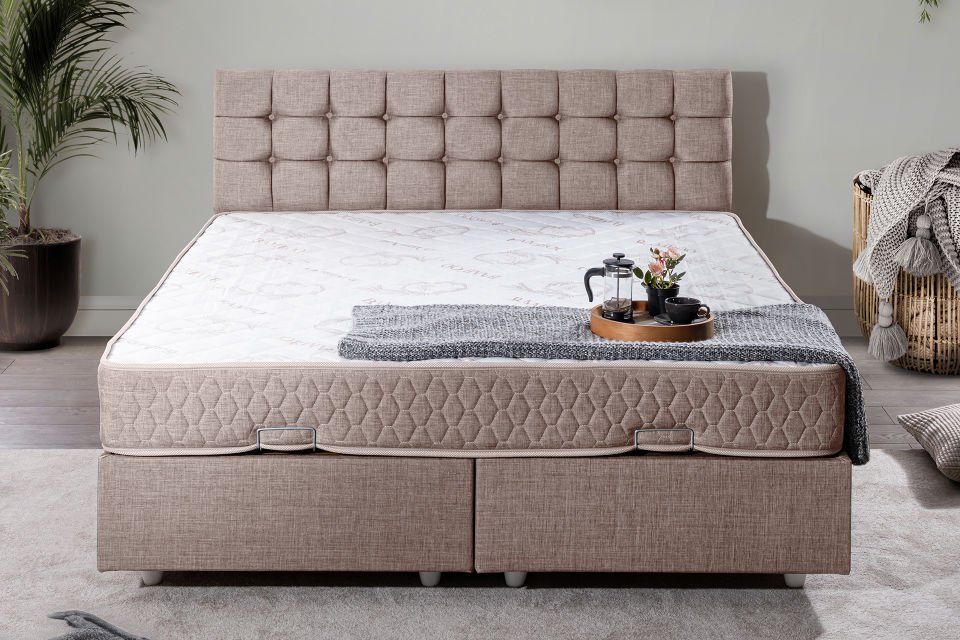 Venedik Çift Kişilik Baza Başlık Letto Yatak Seti 160 x 200 - Kahve
