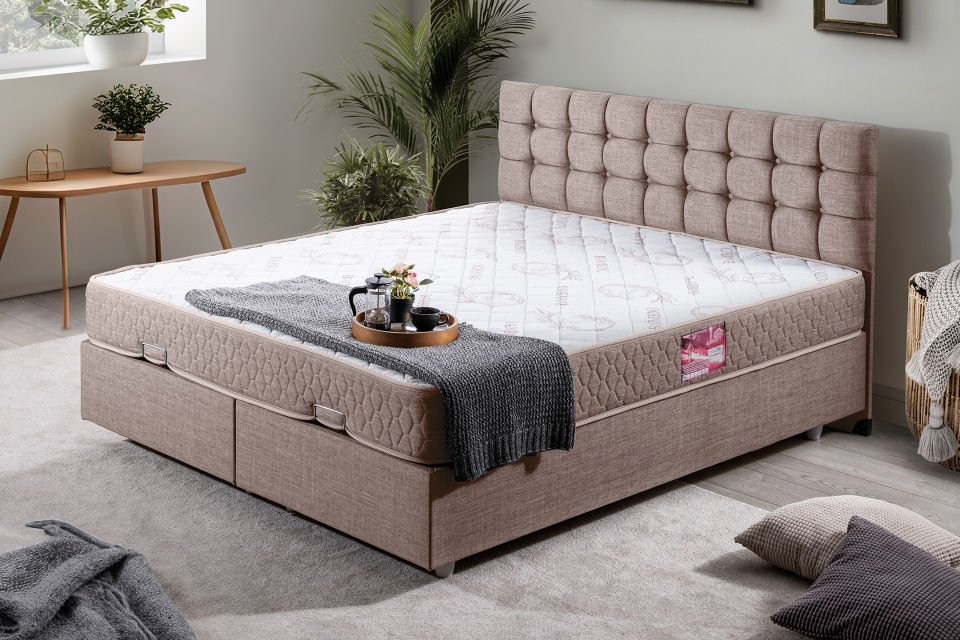 Venedik Çift Kişilik Baza Başlık Letto Yatak Seti 180 x 200 - Kahve