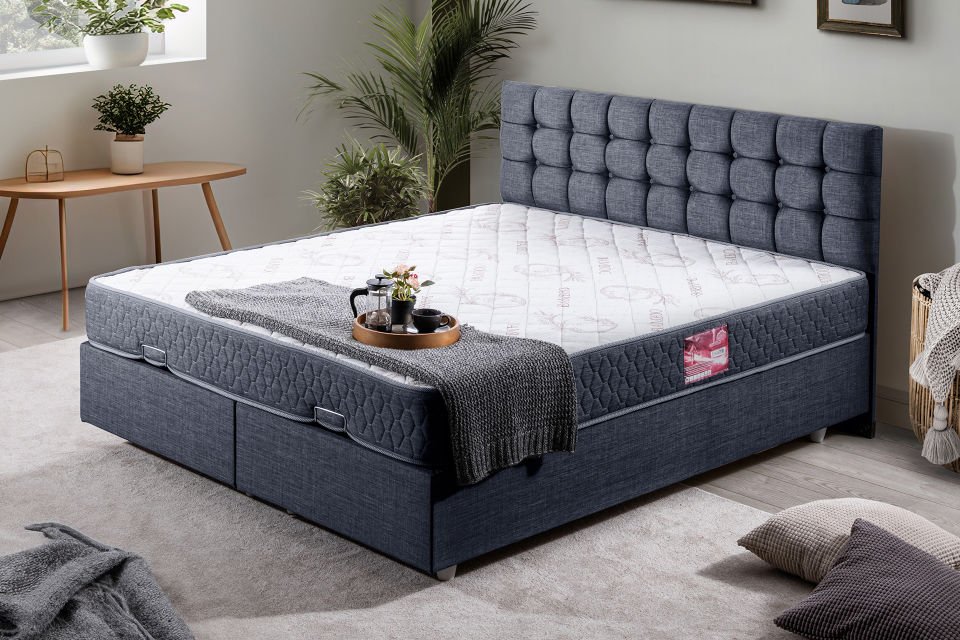 Venedik Çift Kişilik Baza Başlık Letto Yatak Seti 140 x 190 - Lacivert