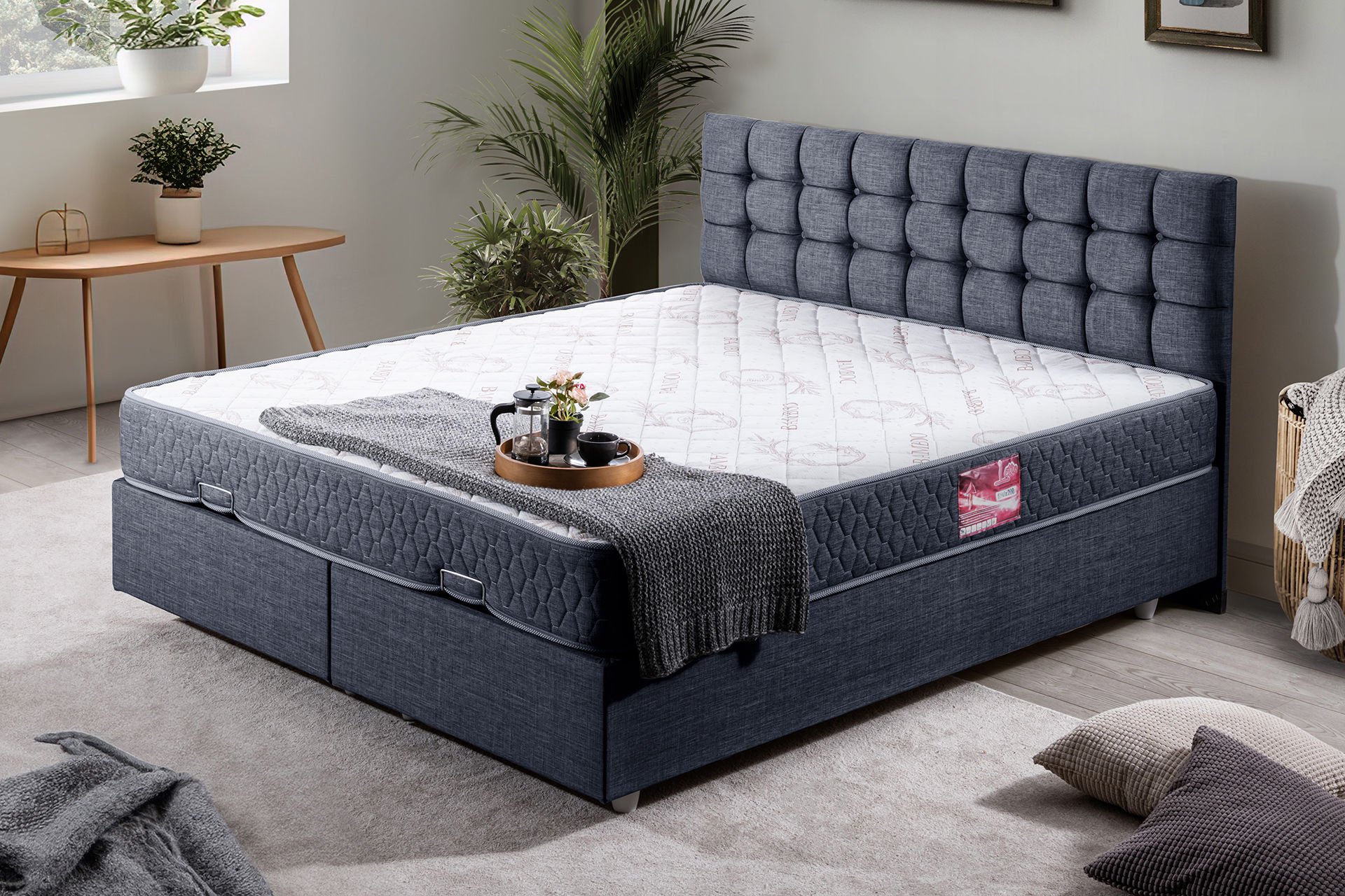 Venedik Çift Kişilik Baza Başlık Letto Yatak Seti 150 x 200 - Lacivert