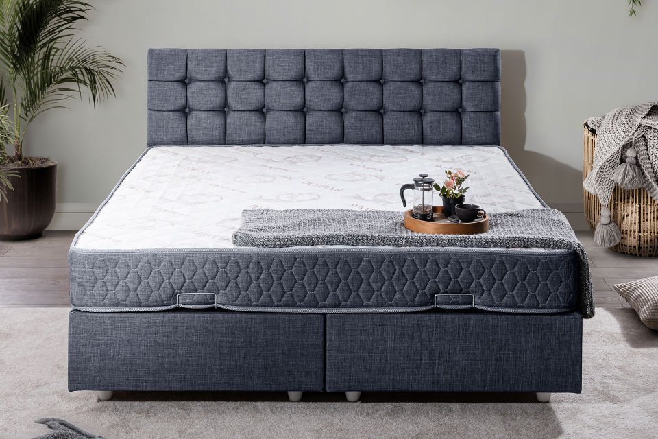 Venedik Çift Kişilik Baza Başlık Letto Yatak Seti 160 x 200 - Lacivert