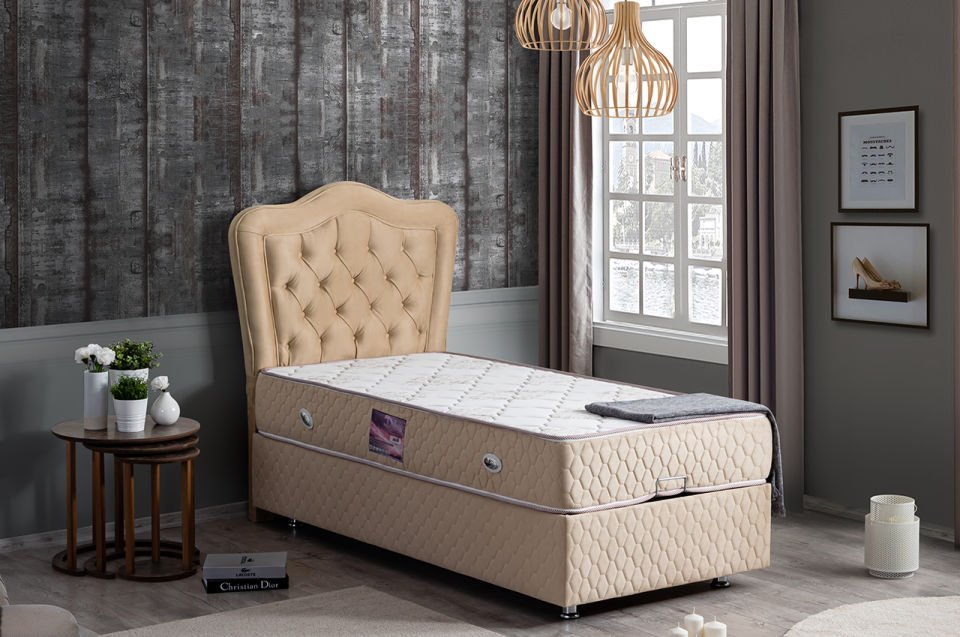 Camelli Baza Başlık Deluxe Yatak Seti 90 x 190 - Bej