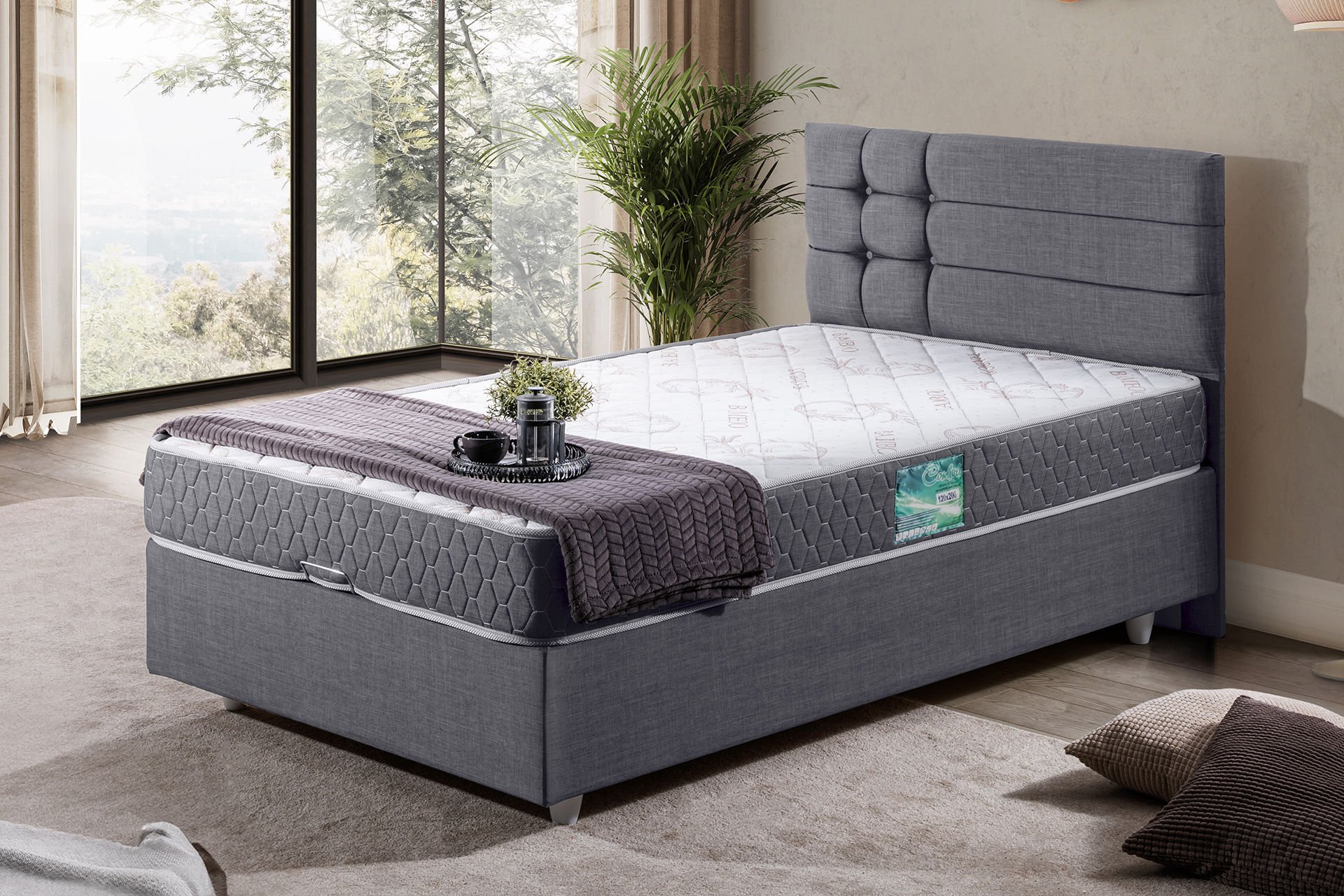 Viyana Baza Başlık Comfort Yatak Seti 120 x 200 - Gri