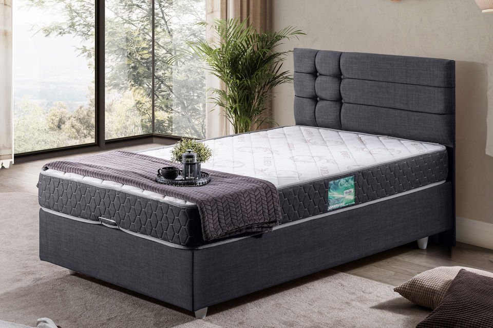 Viyana Baza Başlık Comfort Yatak Seti 90 x 190 - Antrasit
