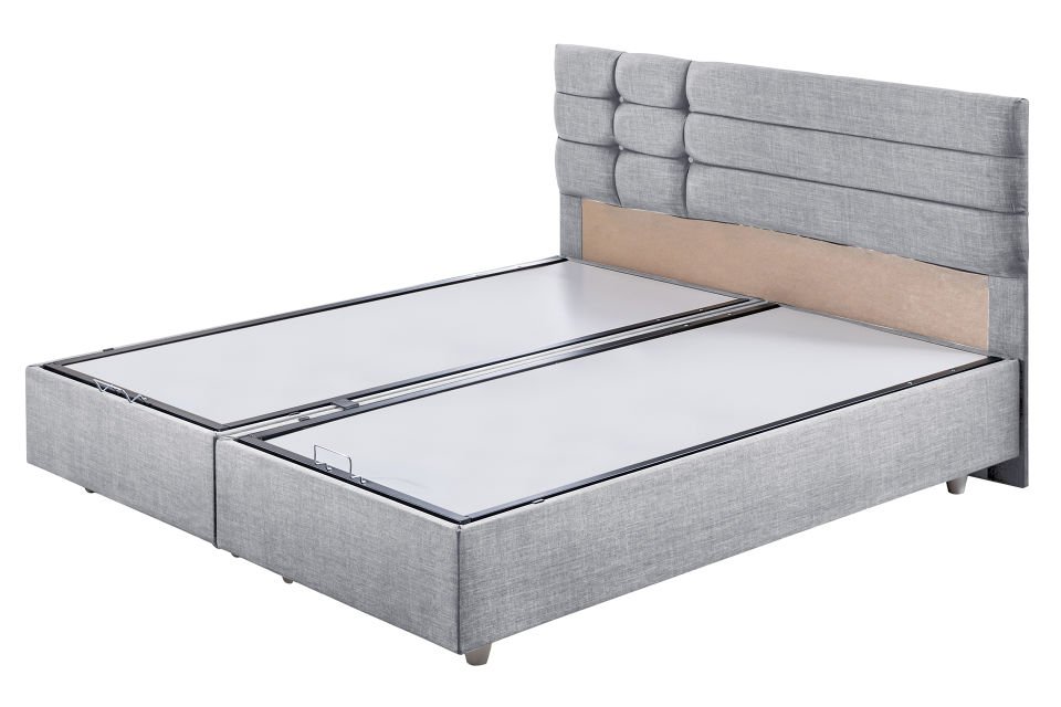 Viyana Çift Kişilik Baza Başlık Letto Yatak Seti 180 x 200 - Açık Gri