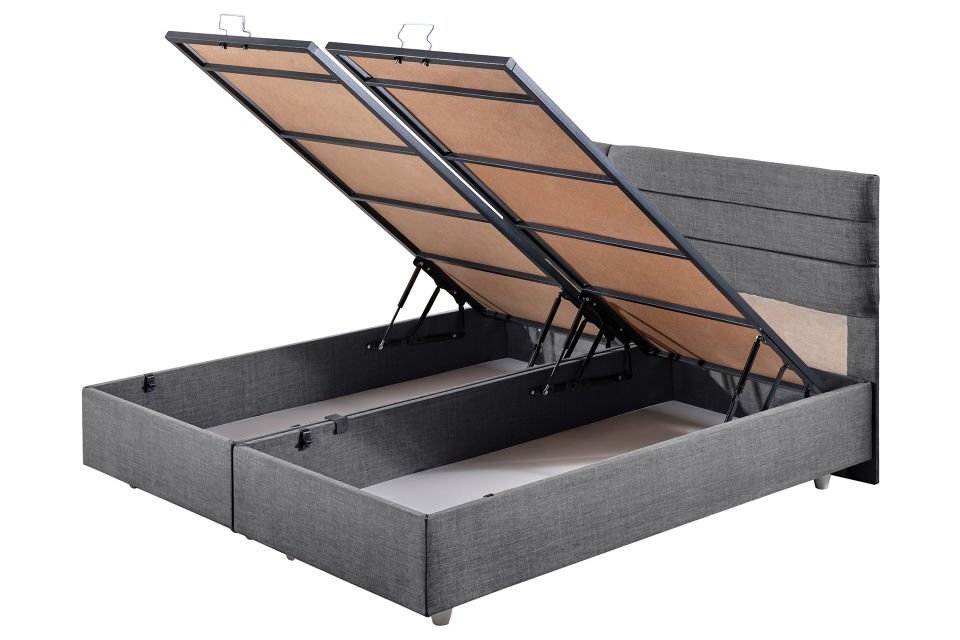 Viyana Çift Kişilik Baza Başlık Letto Yatak Seti 150 x 200 - Gri