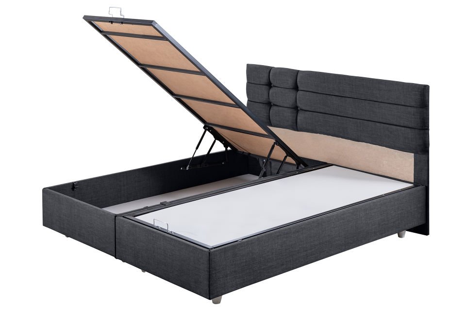 Viyana Çift Kişilik Baza Başlık Letto Yatak Seti 160 x 200 - Antrasit