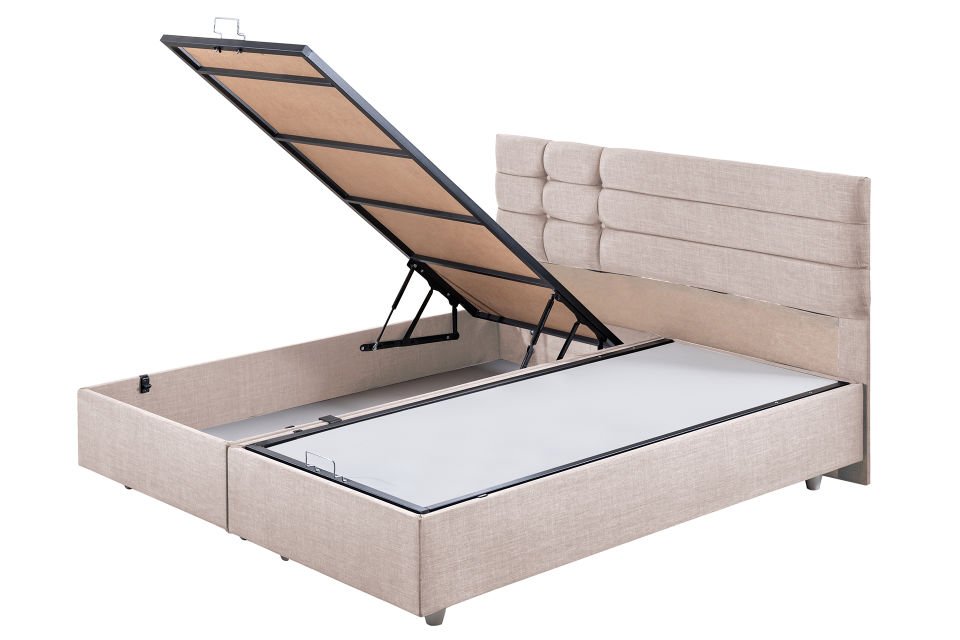 Viyana Çift Kişilik Baza Başlık Letto Yatak Seti 180 x 200 - Krem
