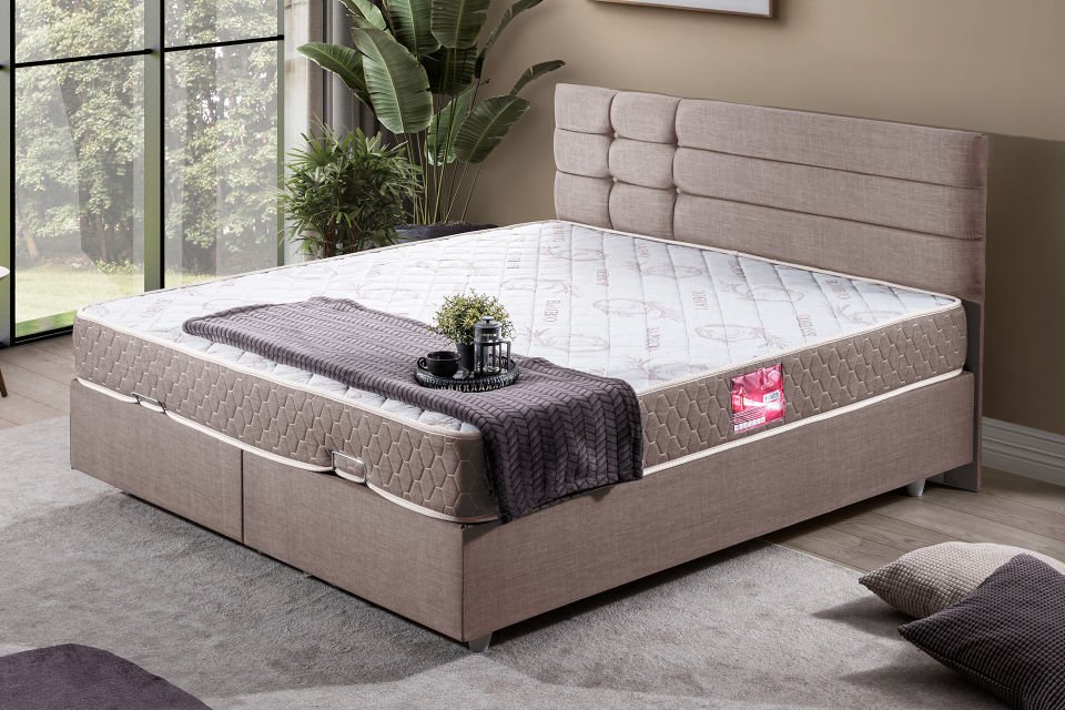 Viyana Çift Kişilik Baza Başlık Letto Yatak Seti 150 x 200 - Kahve