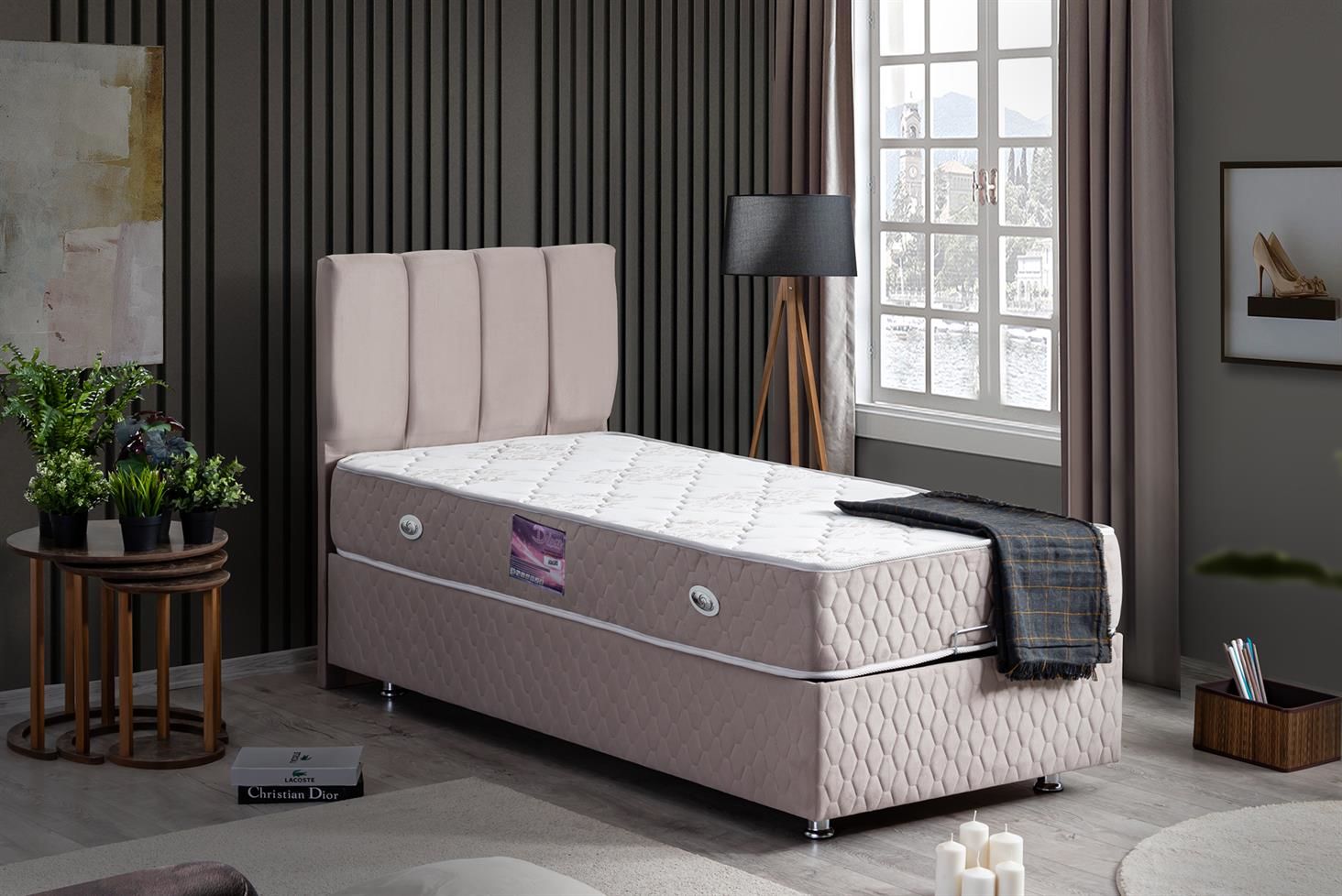 Tetra Baza Başlık Deluxe Yatak Seti 90 x 190 - Gri