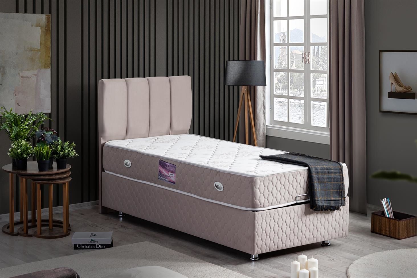 Tetra Baza Başlık Deluxe Yatak Seti 90 x 200 - Gri