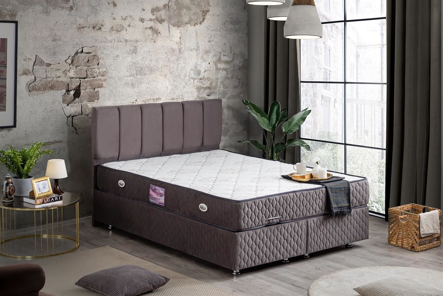 Tetra Baza Başlık Deluxe Yatak Seti 150 x 200 - Antrasit