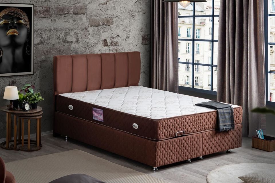 Tetra Baza Başlık Deluxe Yatak Seti 140 x 190 - Koyu Kahve