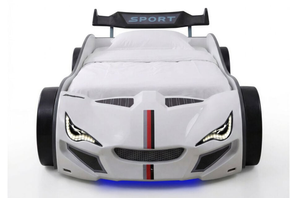 Turbo GTI Rüzgarlıklı Ledli Arabalı Yatak Beyaz
