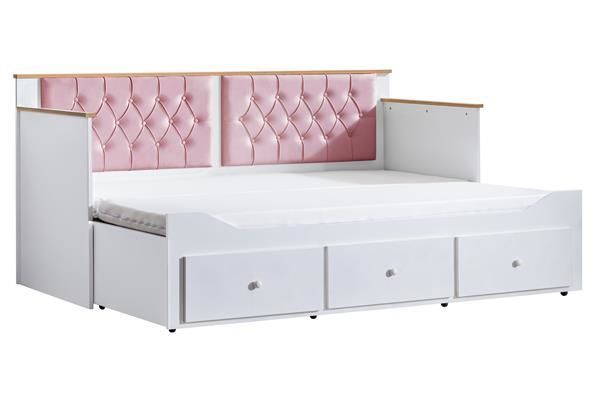 Alaçatı Divan Karyola Çekmeceli Açılır Çift Kişilik + Soft Yatak Pembe
