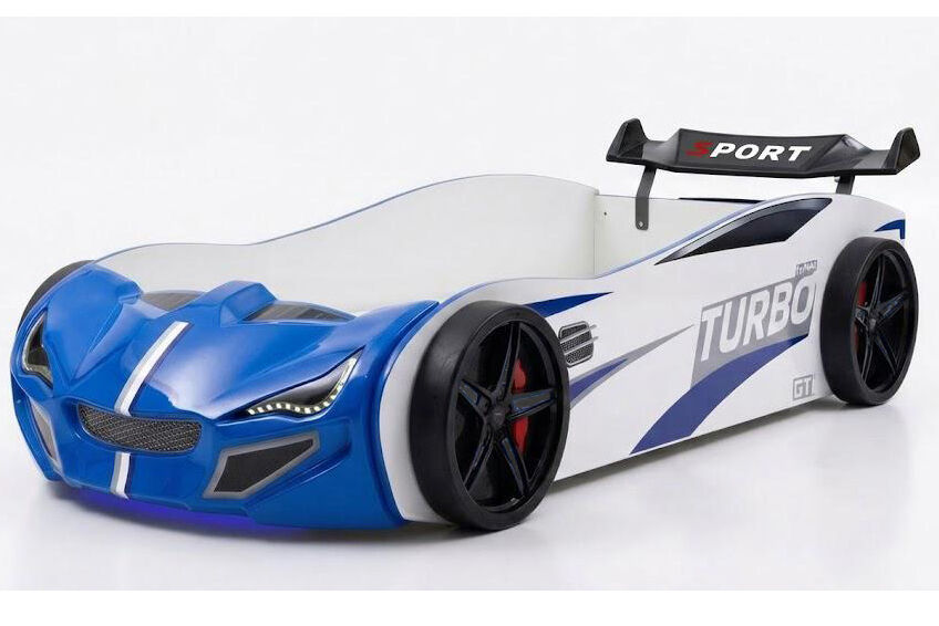 Turbo GTI Rüzgarlıklı Ledli Arabalı Yatak Mavi