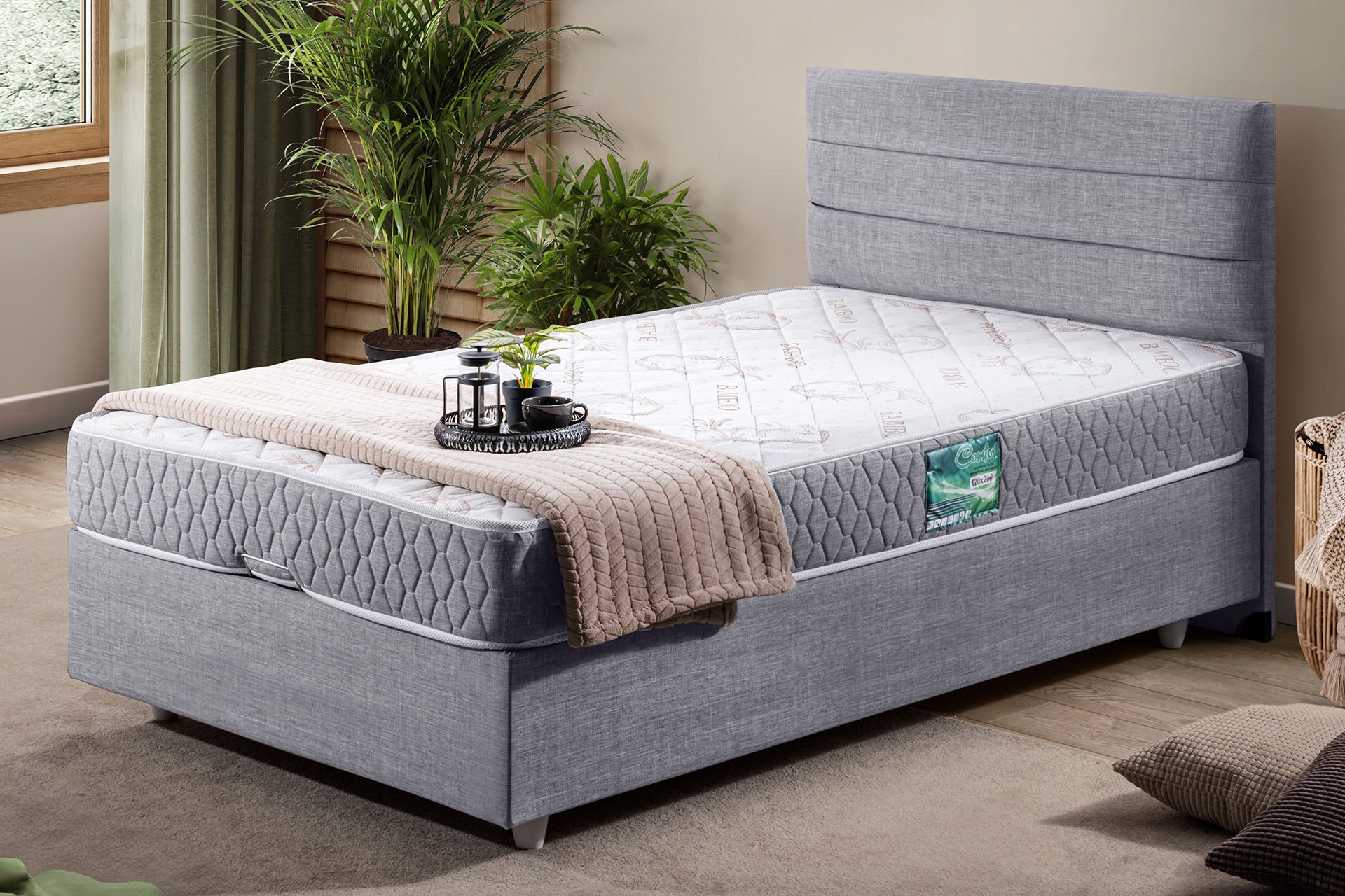 Sofia Baza Başlık Comfort Yatak Seti 100 x 200 - Açık Gri
