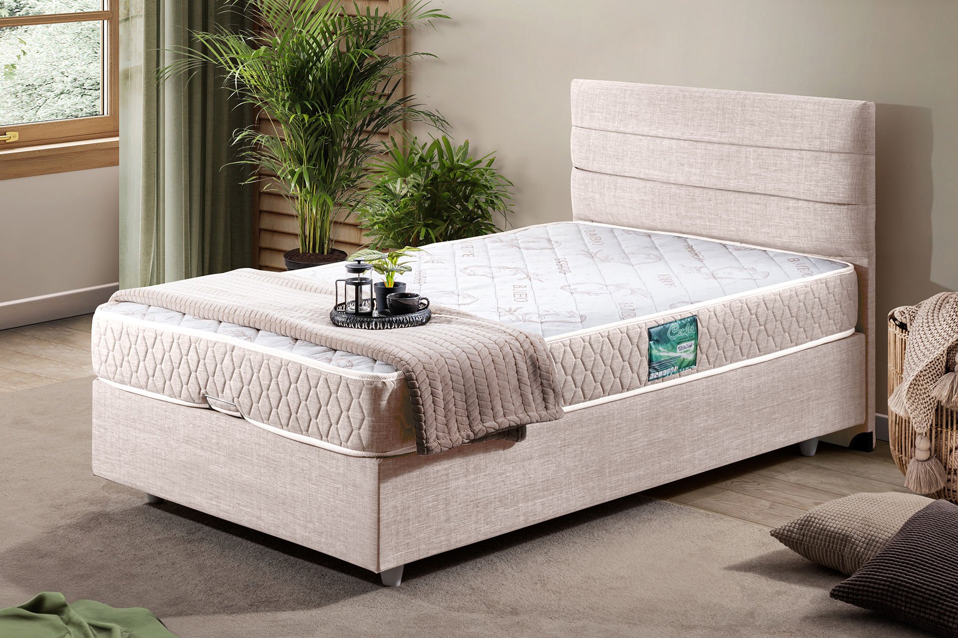 Sofia Baza Başlık Comfort Yatak Seti 90 x 190 - Krem