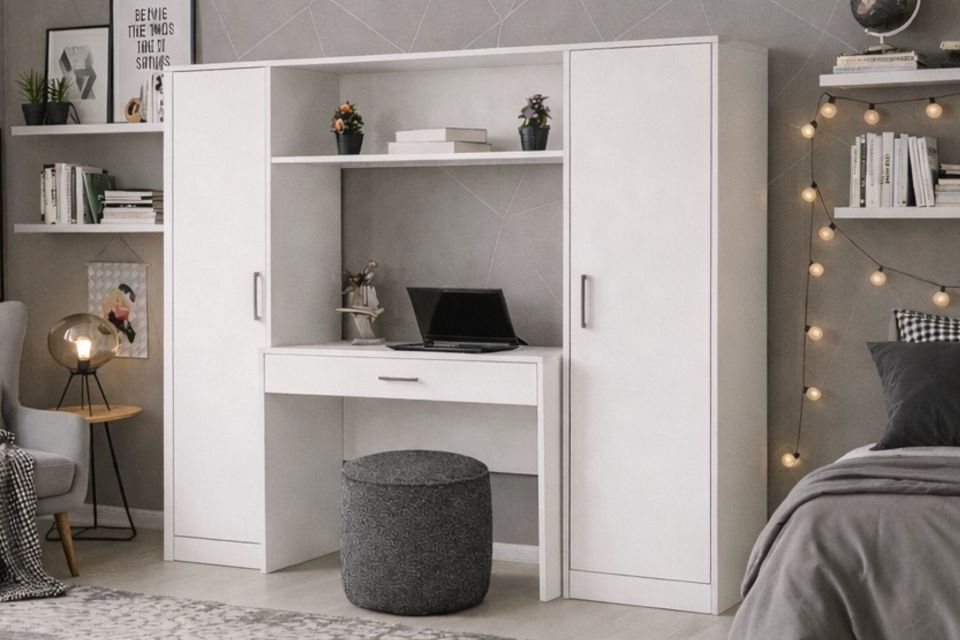 Hekta 2 Kapaklı Kitaplıklı Çalışma Masası Beyaz
