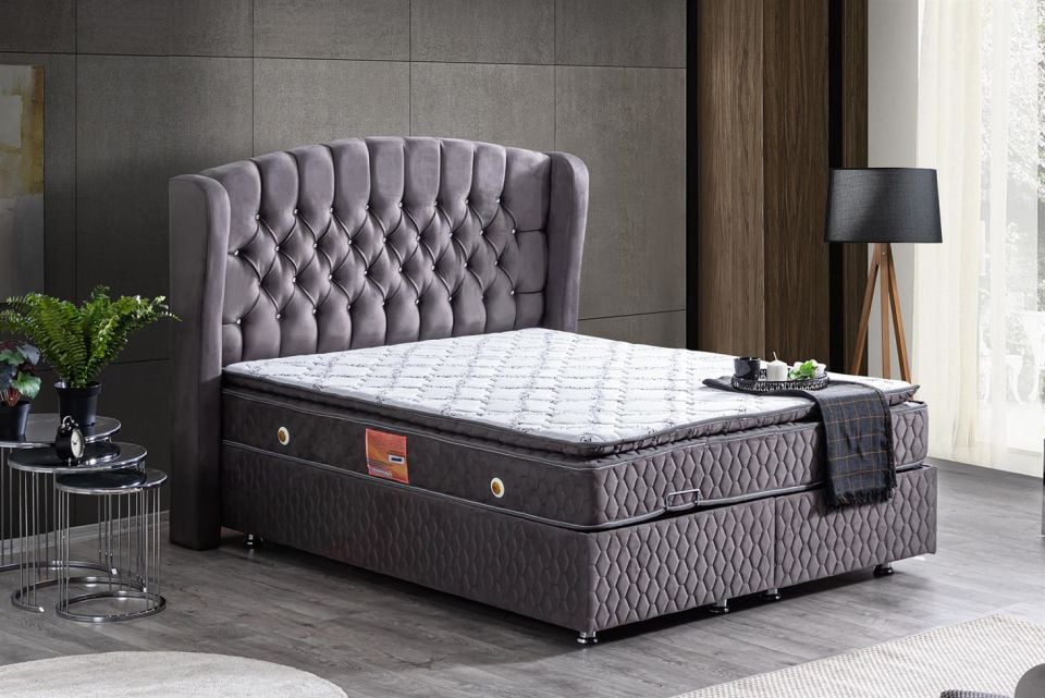 Nice Baza Başlık Real Pedli Seti 180 x 200 - Antrasit