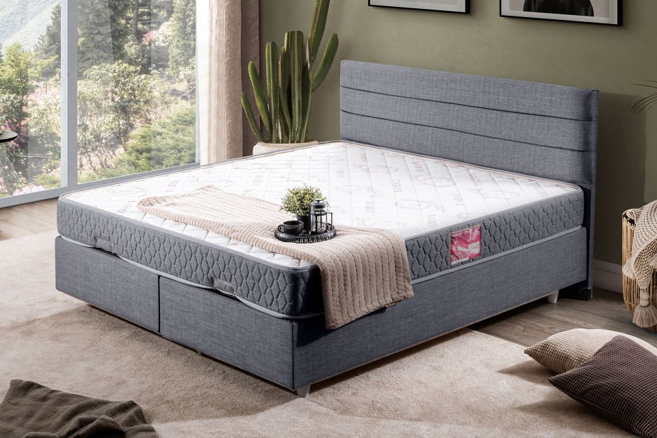 Sofia Çift Kişilik Baza Başlık Letto Yatak Seti 150 x 200 - Gri