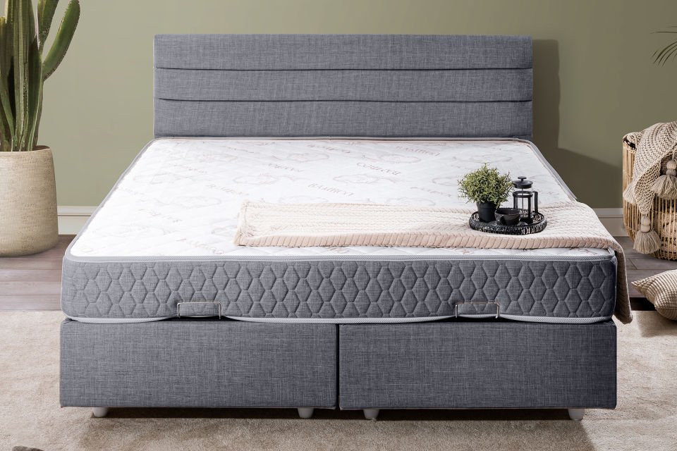 Sofia Çift Kişilik Baza Başlık Letto Yatak Seti 150 x 200 - Gri