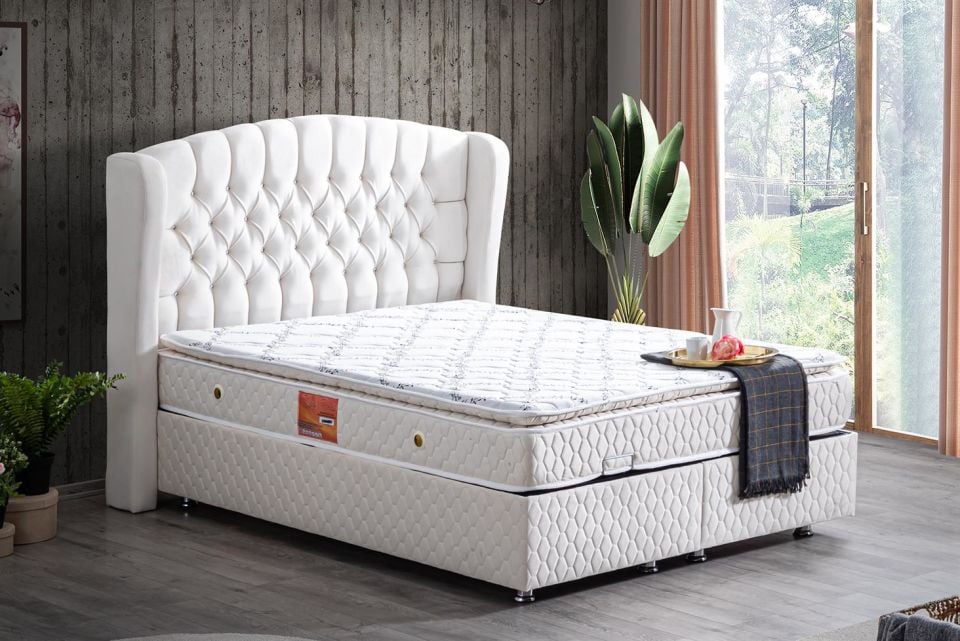 Nice Baza Başlık Real Pedli Seti 140 x 190 - Krem