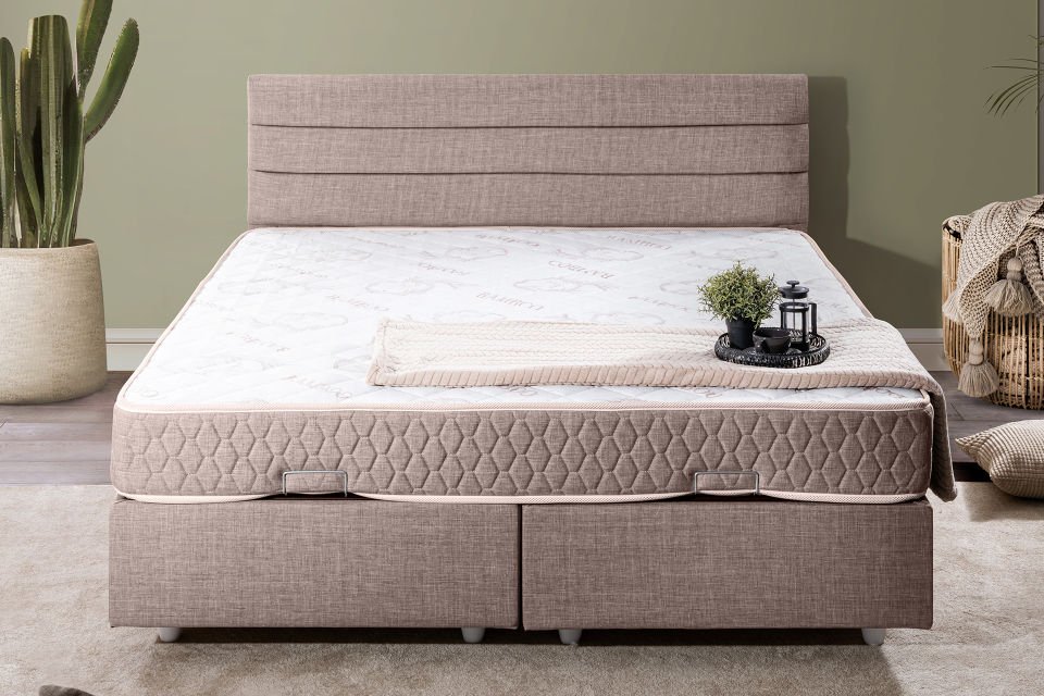 Sofia Çift Kişilik Baza Başlık Letto Yatak Seti 140 x 190 - Kahve