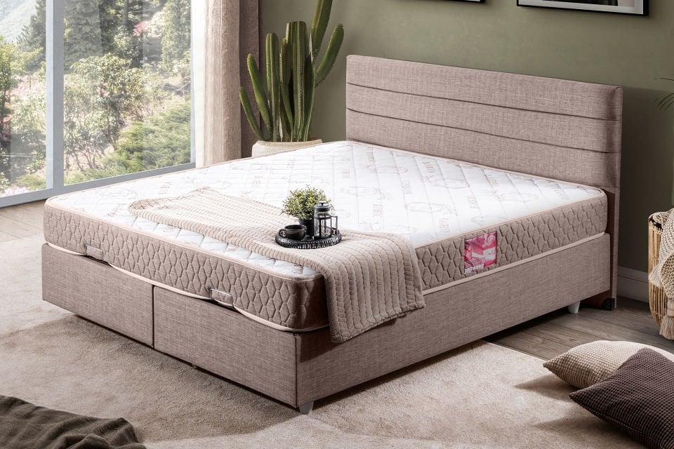 Sofia Çift Kişilik Baza Başlık Letto Yatak Seti 150 x 200 - Kahve
