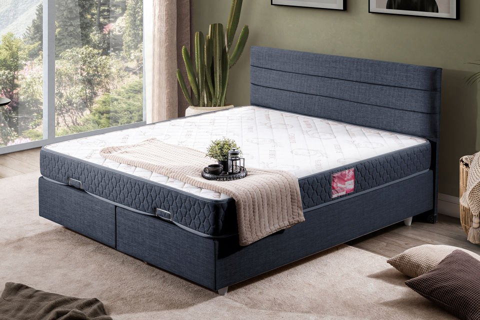Sofia Çift Kişilik Baza Başlık Letto Yatak Seti 140 x 190 - Lacivert