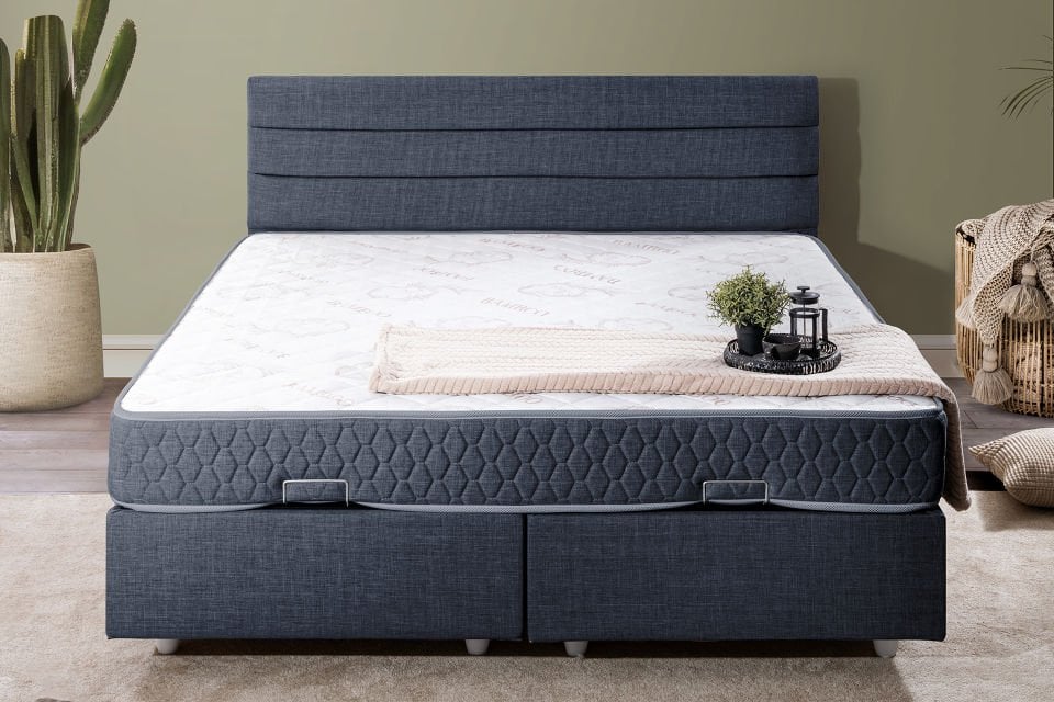 Sofia Çift Kişilik Baza Başlık Letto Yatak Seti 140 x 190 - Lacivert