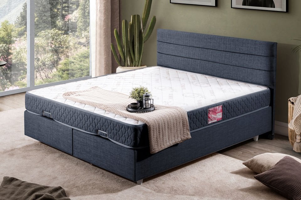 Sofia Çift Kişilik Baza Başlık Letto Yatak Seti 150 x 200 - Lacivert