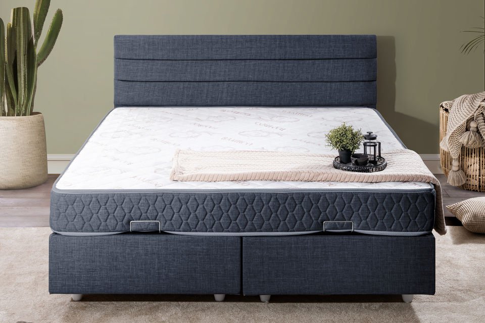 Sofia Çift Kişilik Baza Başlık Letto Yatak Seti 180 x 200 - Lacivert