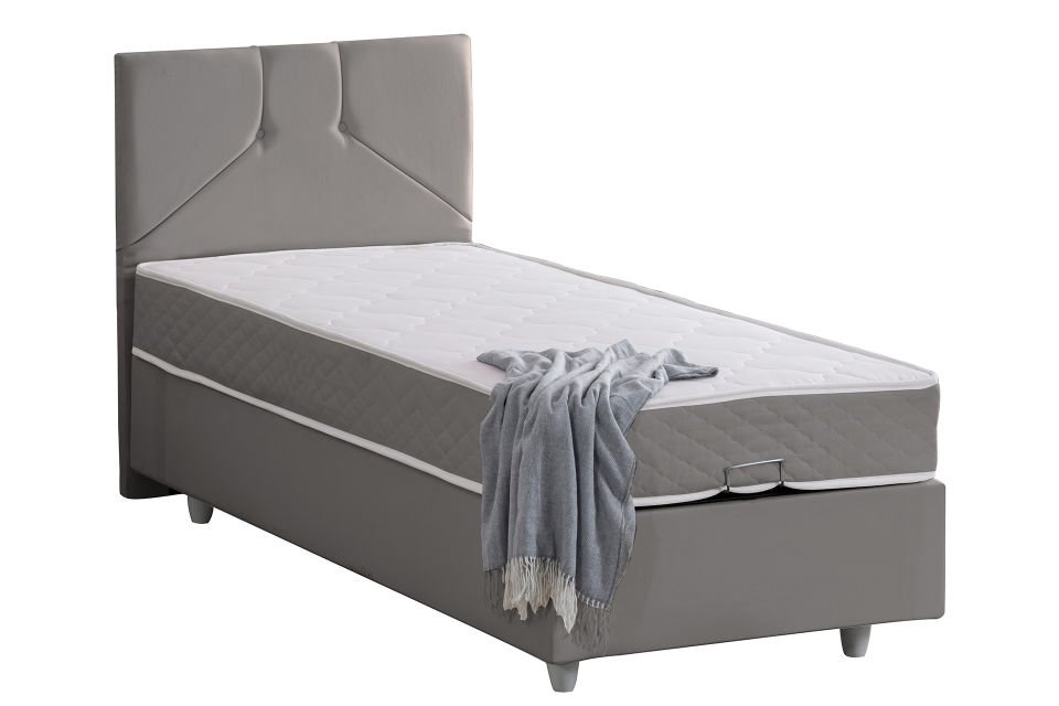Wick Baza Başlık Letto Yatak Seti 90 x 190 - Gri