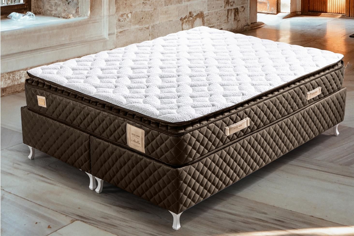 Stella Pedli Ortopedik Yaylı Yatak Koyu Kahverengi - 160x200
