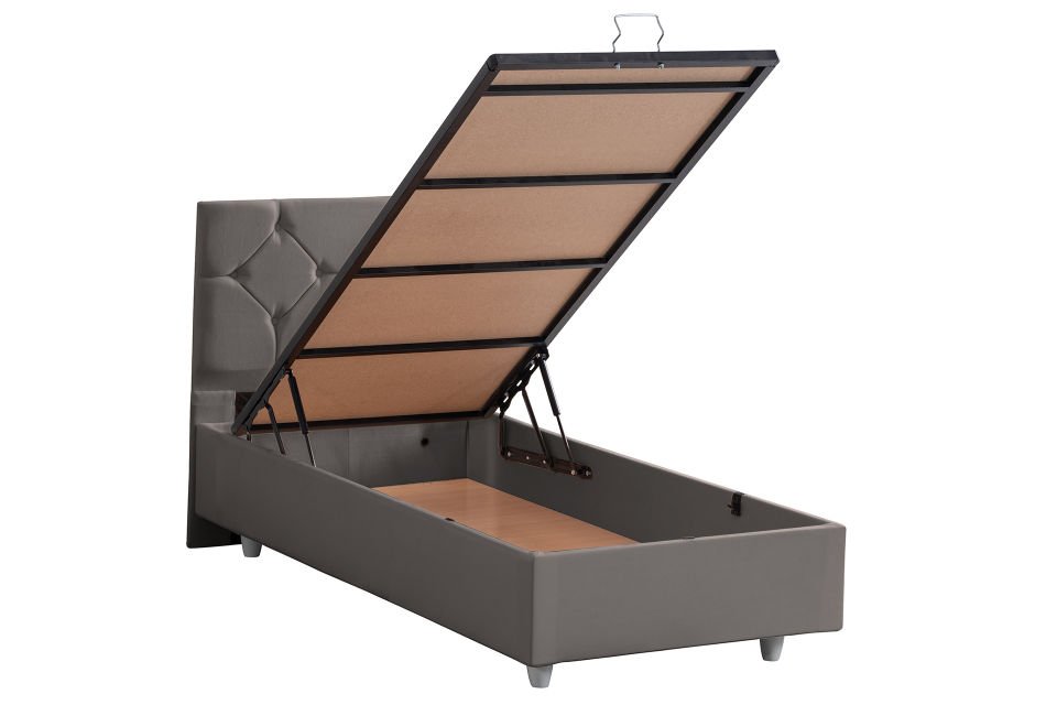 Glamis Baza Başlık Letto Yatak Seti 90 x 190 - Gri