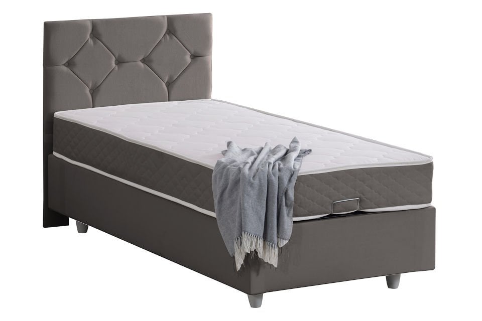 Glamis Baza Başlık Letto Yatak Seti 90 x 200 - Gri