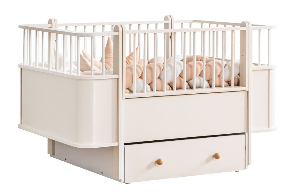 Dünya MDF Büyüyen Çekmeceli Sallanan Beşik 80x130 - Krem